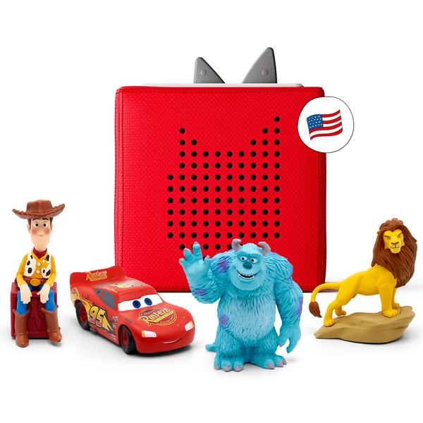 Toniebox Audio Player Starter Set with Lightning McQueen, Simba, Woody, and Sulley - Red [Discontinued]