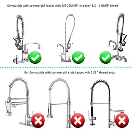 Replacement B-0044-H Pre-Rinse Hose for T&S Brass, 44 Inches Flexible Stainless Steel commercial sink sprayer Hose with Heat Resistant Gray Handle