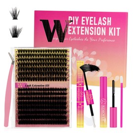 Lash Clusters Kit 300pcs 70D 90D DIY Individual Lashes Extension Kit Cluster Eyelash Extensions with Lashes Clusters Bond and Seal Eyelash Remover Lashes Applicator Tool at Home(D-Mix10-18mm)