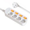 EVOELEC Sinzeln 4-Way Socket, Switchable Power Strip with Overcurrent Protection,