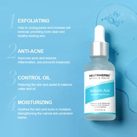 NEUTRIHERBS Salicylic Acid Exfoliating Serum, Undisturbed and Minimised Pores, Face Serum for Acne Prone Skin