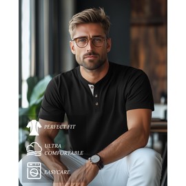 Riyiper 3 Pack Men's Henley T-Shirts Short Sleeve Pocket Cotton Classic Tops Casual Basic Tees with Button Summer Trendy(White, Charcoal Gray, Black,Large)