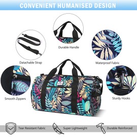 Foldable Travel Duffel Bag Tote Carry on Overnight Luggage for Women and Men Weekender Bag with Wet Pocket & Shoe Compartment