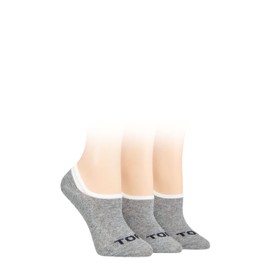 SockShop TORE Ladies 100% Recycled Plain Cotton High Cut Ped Socks Pack of 3 Grey 4-8