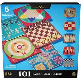 Spin Master Games Cardinal, 101 Juegos, Juegos de Mesa clásicos, 5 tableros de Doble Cara con ajedrez, Damas, Backgammon, Dados y Muchos más, para