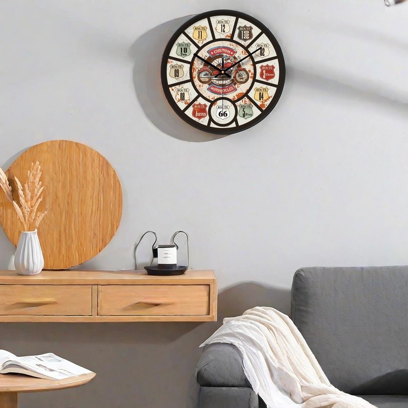 NUOVO 12 Inch Vintage Wall Clock Motorcycle Wall Clock with