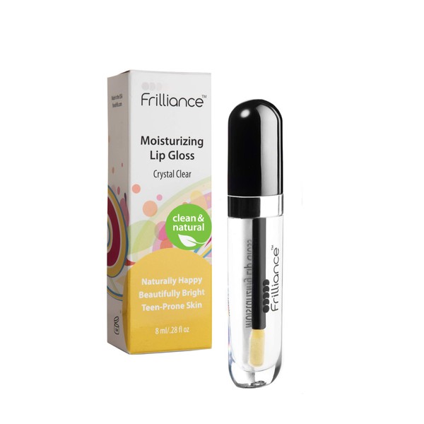 Frilliance Moisturizing Natural Crystal Clear Lip Gloss for Teens, Cruelty Free Hypoallergenic All Skin Types, 8 ml / .28 fl oz