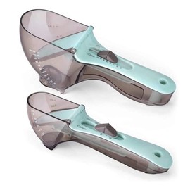 2 PCS Adjustable Measuring Cups and Spoons Set,Kitchen Tool Plastic Scoop Measuring Cup with Magnetic for Dry and Liquid Ingredient