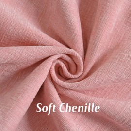 FUTEI Pink Chenille Throw Pillow Covers 22x22 Inch Set of 2,Double Stitch Scalloped Bordered Soft Square Cushion Case,Home Decor for Couch,Bed,Living Room