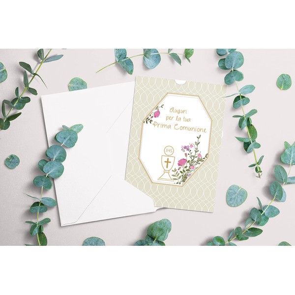 First Holy Communion Card with Pocket (Grey)