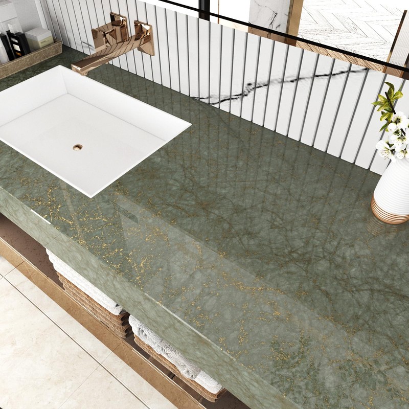 Wallderful Gradient Gray Gold Marble Wallpaper Green Grey Kitchen Countertop