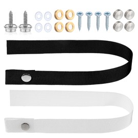 2 Sets RV Sliding Door Straps with Button Snap 18 Inches RV Door Holder Pocket Camper Doors Strap Long Security Straps Sliding Doors Belts Button Strap for Doores Boat Accessories (White, Black)