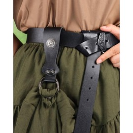 Joukavor Renaissance Belt with Skirt Hike for Women Fantasy LARP Cosplay (Black)