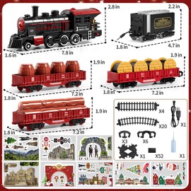 NIPLOOOW Train Set for Kids 3-5, Electric Train Toy with Realistic Sound, Lights and Smoke for Under Christmas Tree,Toddler Model Trains for 3 4 5 6 7 8 Years Old Kids Toys Gifts