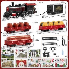 NIPLOOOW Train Set for Kids 3-5, Electric Train Toy with Realistic Sound, Lights and Smoke for Under Christmas Tree,Toddler Model Trains for 3 4 5 6 7 8 Years Old Kids Toys Gifts