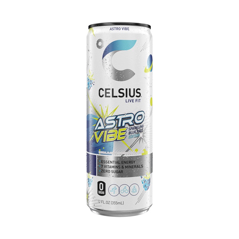 CELSIUS ASTRO VIBE Sparkling Blue Razz, Sugar Free Energy Drink,