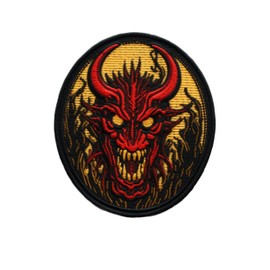 Jersey Devil Patch 3" Iron-on Sublimated Applique for Clothing Vest Jacket, Cryptid Badge, Sasquatch Myth, Bigfoot Legend Folklore, Sew-on Decorative Craft, Legendary Creature, Leeds Devil, Animal, S3