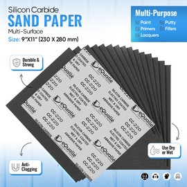 1500 Grit Sandpaper Sheets - 50 Pack, 9x11 in, Reliable Silicon Carbide Abrasive for Extensive Surface Preparation on Wood, Metal, and Plastic Wet or Dry