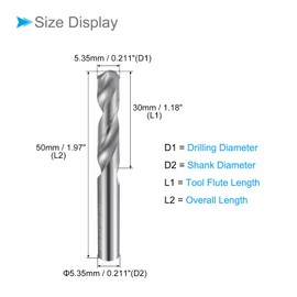 CoCud Solid Carbide Drill Bits 5.35 mm Diameter K35 Tungsten Carbide Precision Mini Rotation Drill Bits - (Applications: for Stainless Steel Alloy Metal) 1 Piece