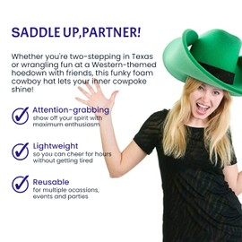 FUNSTITUTION Giant Foam Cowboy Hat - Oversized Cowboy Hat - Silly, Crazy and Funny Hats for Adults and Kids - Huge Cowboy Hat - Pink Cowboy Hat