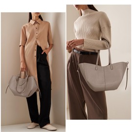 ACUYE Leather Tote Bag for Women Large Crescent Shoulder Purse Ladies Handbag Y2K Hobo Bag Work Tote with Magnetic Closure