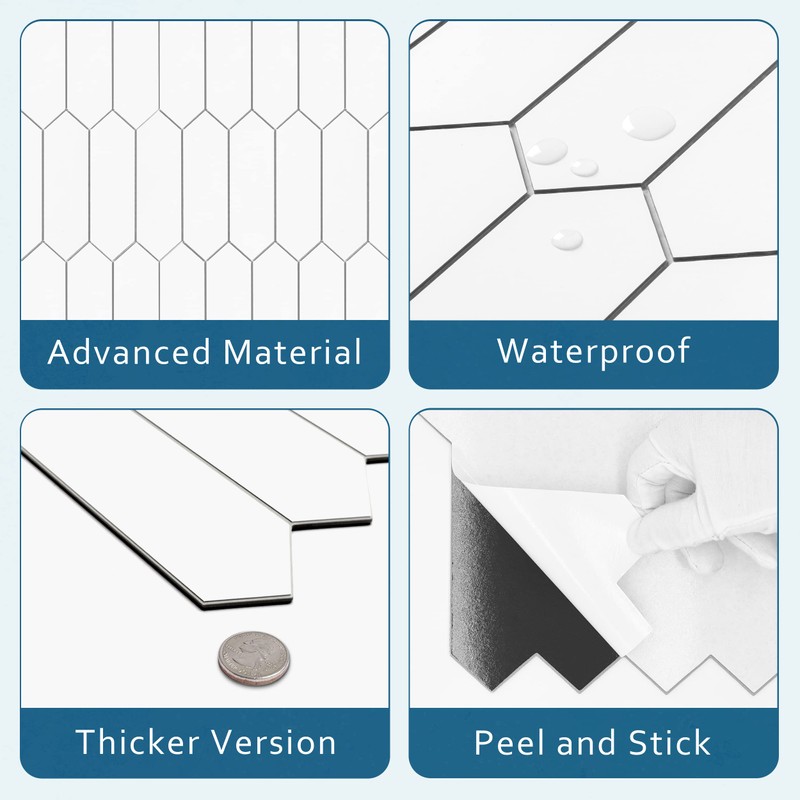 SUNWINGS Backsplash for Kitchen Peel and Stick, Stone Composite Self