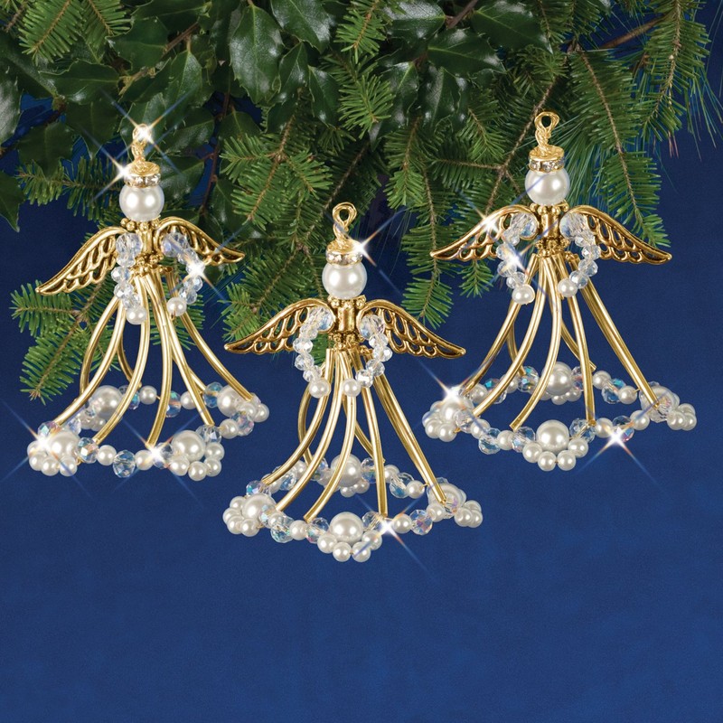 Solid Oak Golden Angels Ornament Kit, Gold