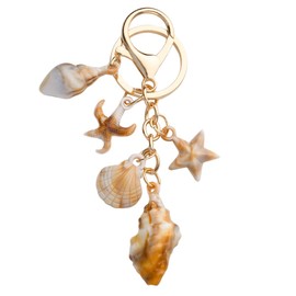 Beach Keychain Accessories Seashell Charms for Women Girls Sea Shell Keychain Charm for Purse Backpack Keychains Beach Themed Gifts for Women Girls Ocean Animal Lovers Gift Keychain Starfish Charm