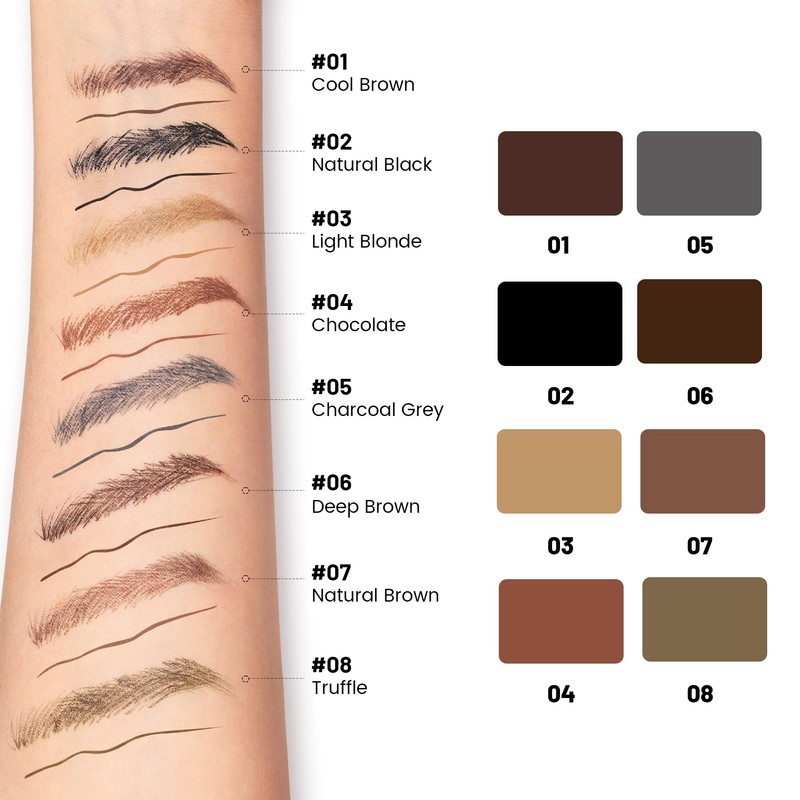 2-in-1 Dual Ended Microblading Eyebrow Pen & Eyebrow Brush, Waterproof