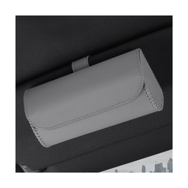 MUQIDA Sunglasses Holder for Car Sun Visor, Leather Auto Sun Visor Glasses Protective Storage Case, Automotive Eyeglasses Organizer Box for Men Women, Interior Car Accessories
