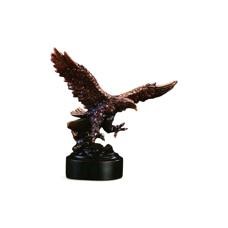 Estatua de águila americana voladora con acabado de bronce, escultura