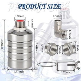 Float Valve,1/2" to 3/4" 1'' Water Level Control Float Valve, 304 Stainless Steel Fully Automatic Water Shut Off Valve, Automatic Water Level Controller for Water Tank, Pool, Livestock Troughs.