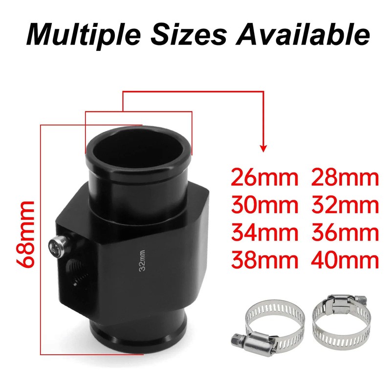 BYYOUIV Temperature Gauge Radiator Sensor Adapter with Hose Clamps for