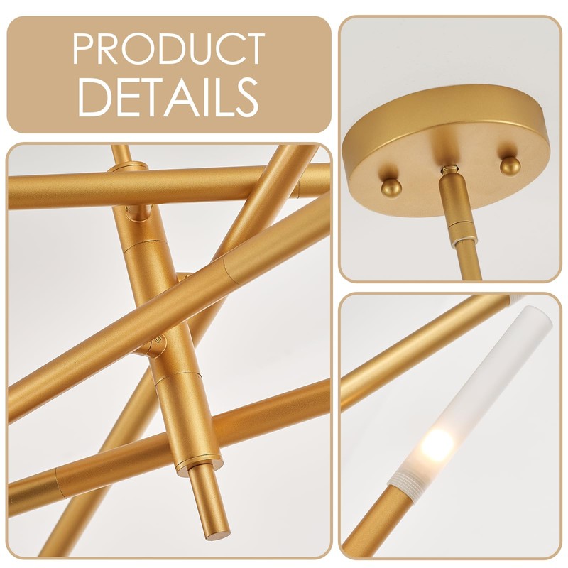VANZARLA Modern Sputnik Chandelier for Entryway, Industrial Gold Pendant Lighting,