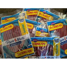 Paper Mate 10*Paper mate Ballpoint Stick Pens, Red Ink - Medium Point 1.0 mm-  12ct 120 ttl