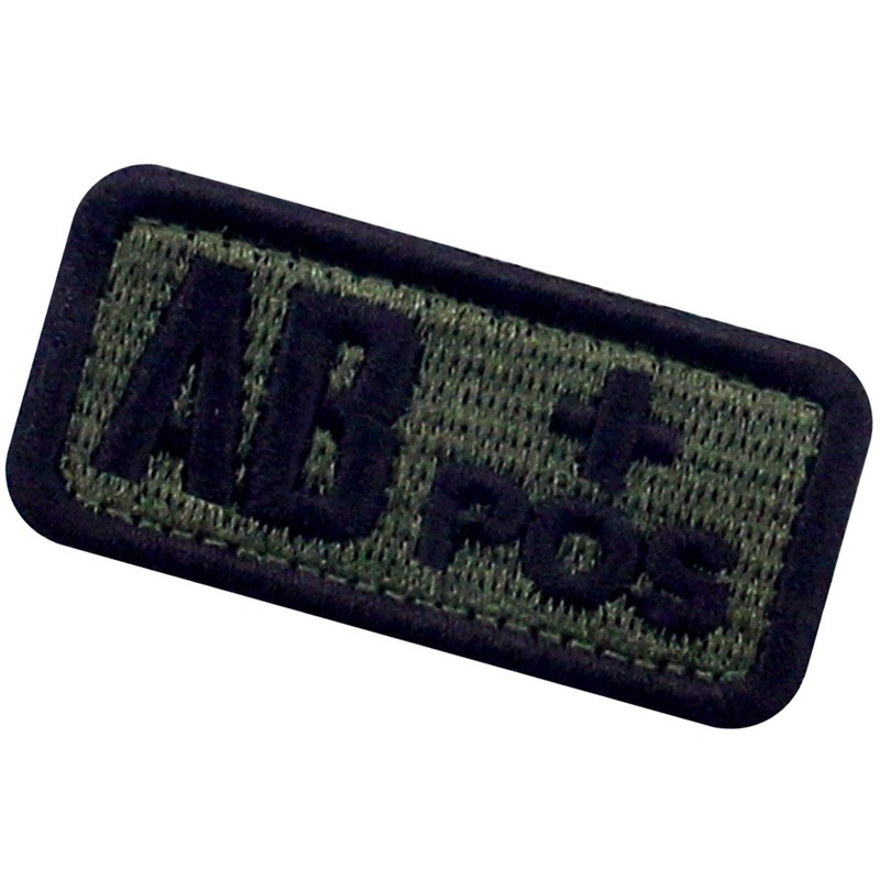 AB Type + Tactical Blood Type Embroidered Velcro Patch Olive