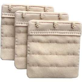 Mujer Pack de 3 Cómodo suave 3 ganchos extensor para brasier, 6,1 x 5,8 cm, Beige