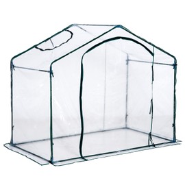 Outsunny 6' x 3.5' x 5' Outdoor Walk-in Tunnel Greenhouse with Roll-Up Window, Zippered Door, & PVC Weather Cover