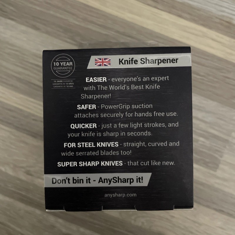 AnySharp Pro World's Best Knife Sharpener, with PowerGrip - Gray