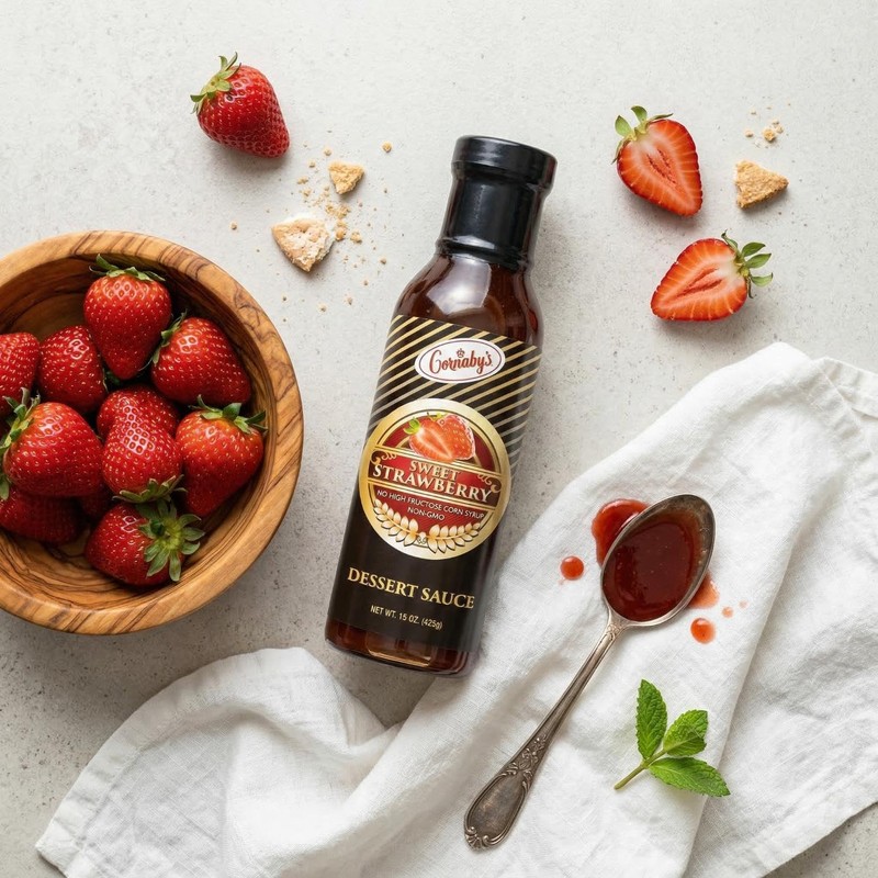 Cornaby's Gourmet Strawberry Dessert Sauce with Real Fruit Topping for