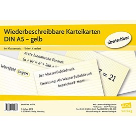 Wiederbeschreibbare Karteikarten DIN A5 - gelb: Im Klassensatz - liniert/kariert