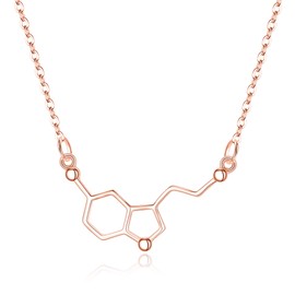 Clearine Molecule Structure Necklace 925 Sterling Silver Luck Neurotransmitter Serotonin Chemistry Jewellery Gift for Science Lovers, Sterling Silver, Cubic Zirconia