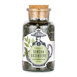 Ankerkraut Sencha Goji Berry Green Tea, Green Tea, Loose Leaves for Hot Enjoyment, Hot Drink Healthy, 70 g in Cork Glass