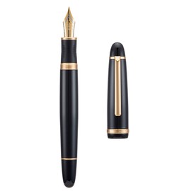 erofa,Jinhao X850 Fountain Pen Extra Fine Nib with Converter,Black with Golden Clip Metal Writing Pen,Black Golden--X850