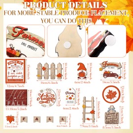 Huwena 16pcs Fall Tiered Tray Decor Autumn Gnome Truck Pumpkins Wood Sign Table Centerpieces Rustic Farmhouse Decorative Trays for Fall Thanksgiving Table Kitchen Wall Decorations