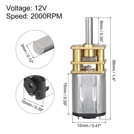 MECCANIXITY Micro Speed Reduction Gear Motor, DC 12V 2000RPM with Full Metal Gearbox for DIY RC Aircraft, Model Car