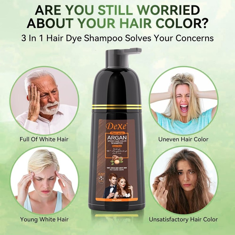 Instant Medium Brown Hair Shampoo 420ml - Semi-Permanent Brown Hair