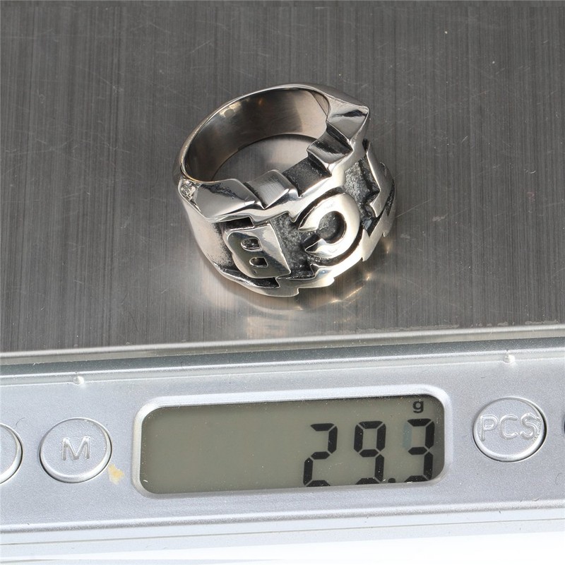 PAURO Men's Stainless Steel Engraved Character TCB Silver Ring Size
