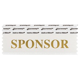 pc/Nametag by Avery 25 Sponsor Stack-A-Ribbon- White, 4" x 1⅝", Adheres to Name Badges, Tags, Cards, Ideal for Tradeshows, Events, Conventions, Badging Ribbons (45923)
