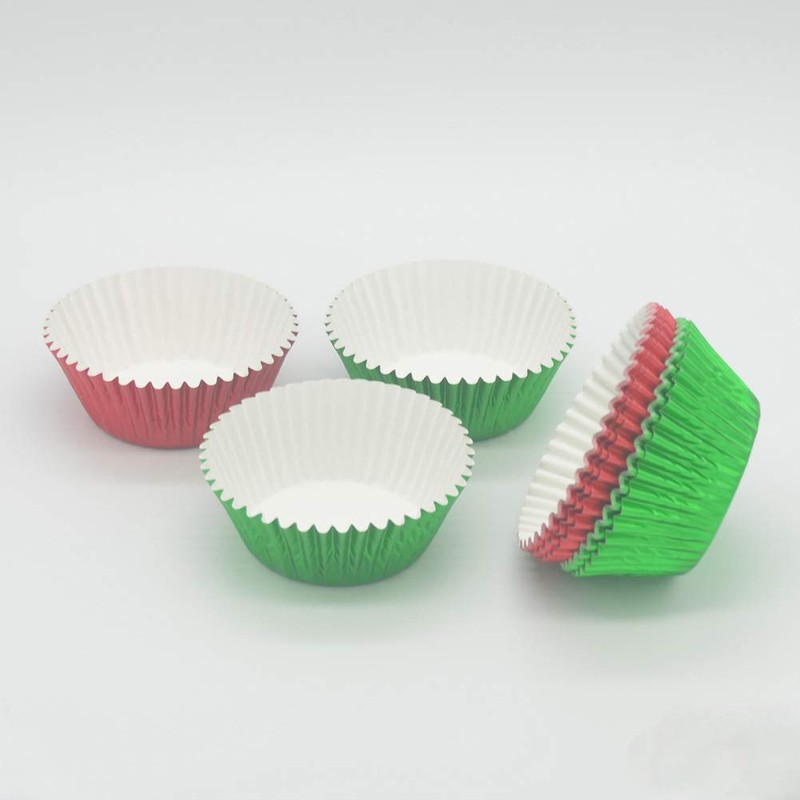 Huaswan Red Green Foil Cupcake Liners Standard Baking Cups for